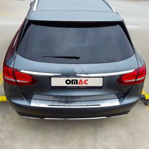 Mercedes C Class S205 Bumper Sill Cover - Rear - Omac - Gloss Silver - '15-'21